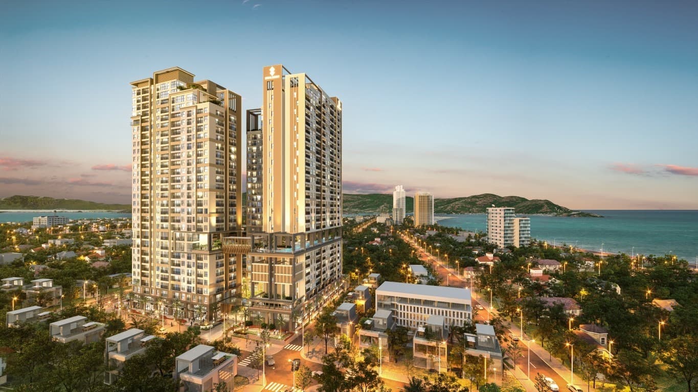 Simona Heights lúc hoàng hôn, nhìn ra Vịnh Quy Nhơn